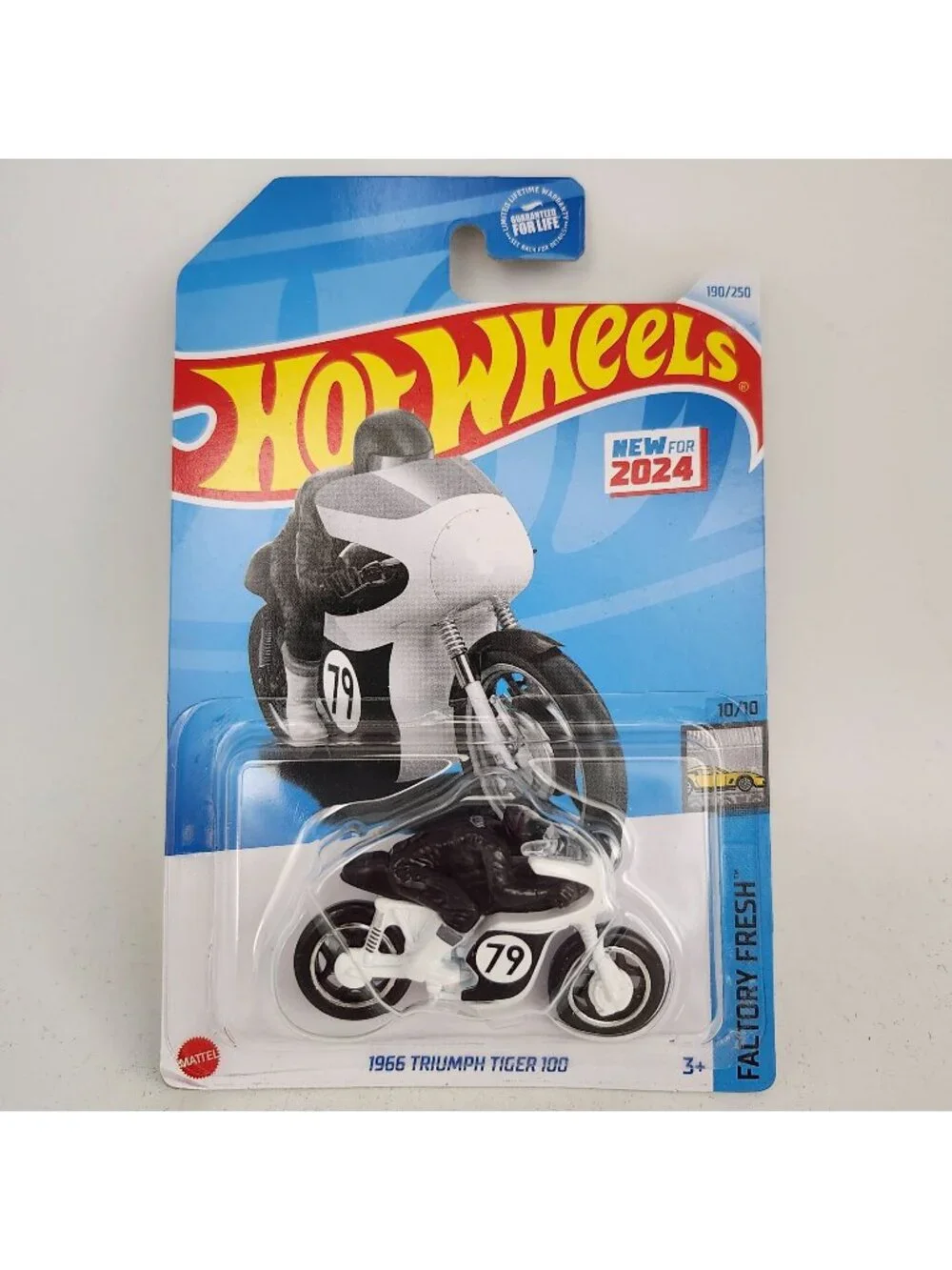 Hot Wheels 1966 Triumph Tiger 100 Black White 2024 Factory Fresh 10/10 190/250